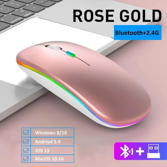 Ασύρματο RGB Gaming Ποντίκι Ροζ
