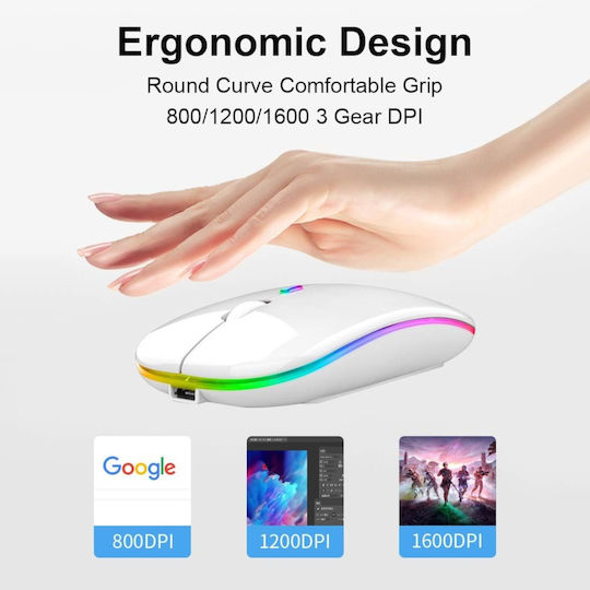 Ασύρματο RGB Gaming Ποντίκι Λευκό