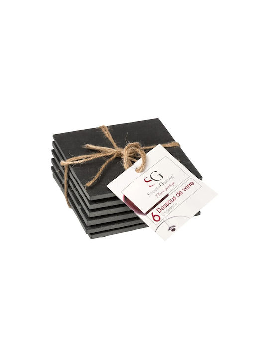 Atmosphera Σουβέρ Πέτρινο Μαύρο 10x10cm 6τμχ
