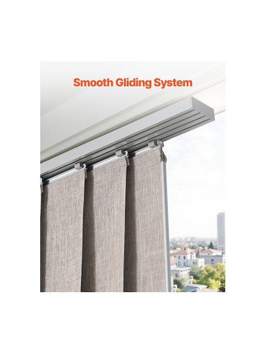 Vevor Panel Track Blinds Extendable Track 116 Cm To 218 Cm W Trimmable Brown
