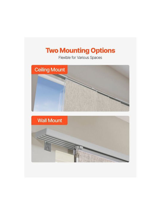 Vevor Panel Track Blinds Extendable Track 116 Cm To 218 Cm W Trimmable Brown
