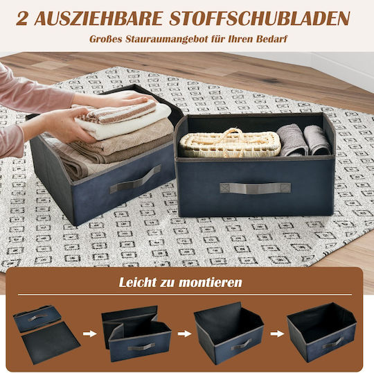 Нощно Шкафче 2 Текстилни Чекмеджета Метална Рамка 45 X 30 X 51 См Син Hu10182cf Costway