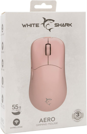 White Shark Aero Wireless Gaming Mouse 10000 DPI Pink