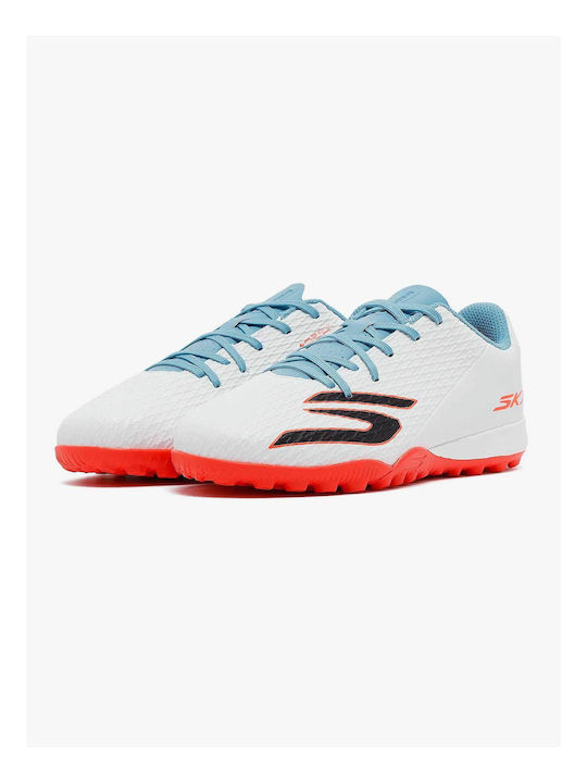 Skechers SKX_2 TF Kinder Fußballschuhe und Stollenschuhe mit Rasen Weiß / Türkis