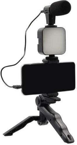 Camera Phone Tripod Led Light Microphone – Vlogging Video Kit Ay-49
