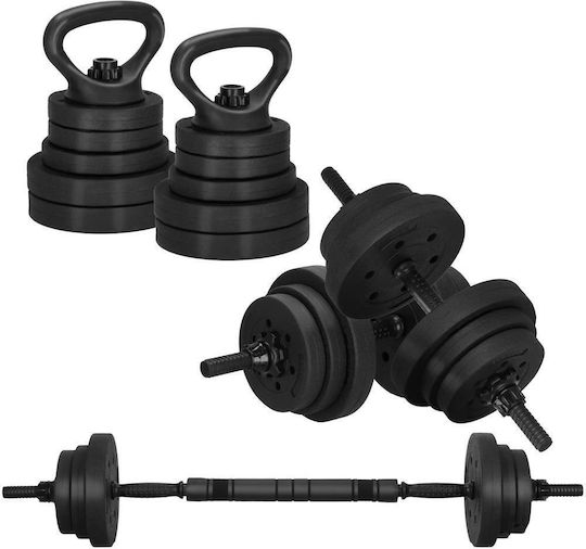 Set de gantere cu bară, greutate totală 19kg