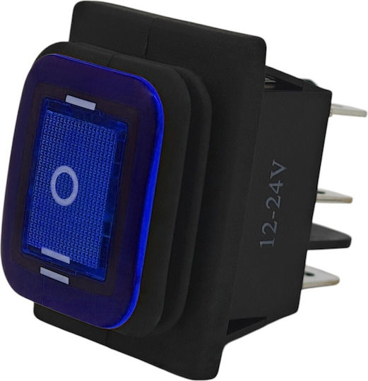Led Switch 3-position 6-pin 12-24v Rocker Rocker Waterproof Blue