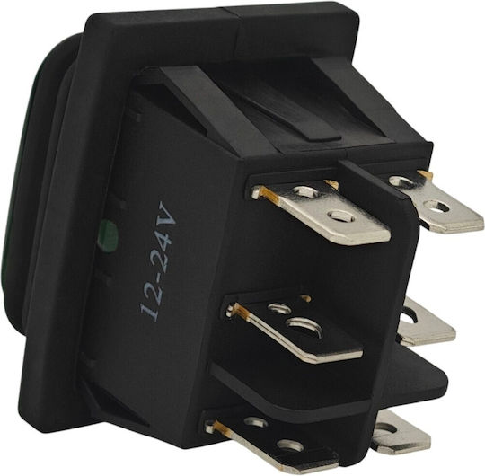 Led Switch 3-position 6-pin 12-24v Rocker Rocker Waterproof Green
