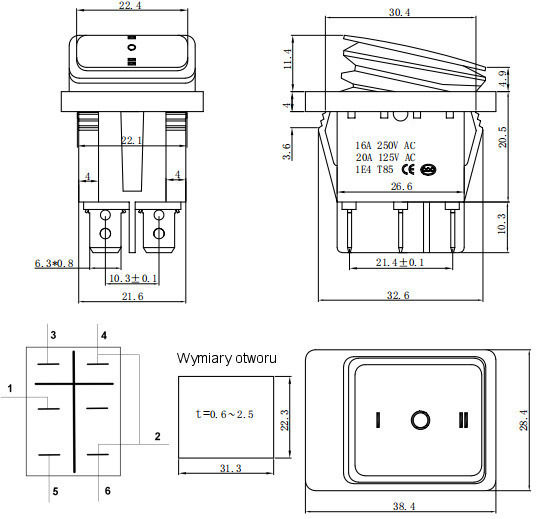 Led Ein-Aus-Schalter 3-Positionen 6-polig 12-24V Rocker Wasserdichter Roter