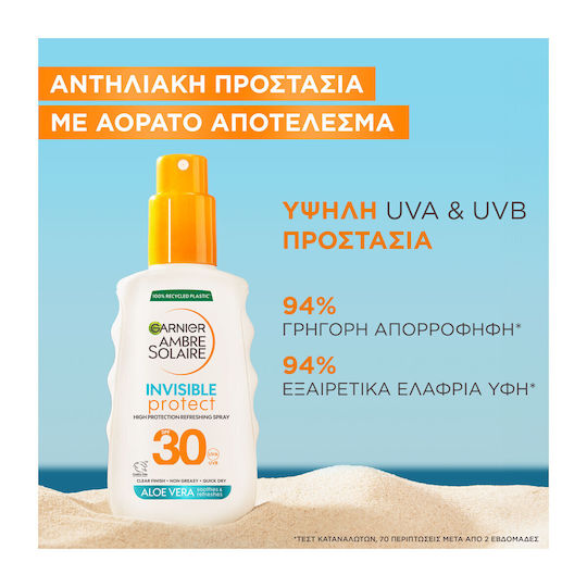 Garnier Invisible Protect Refresh Αντηλιακό Προσώπου και Σώματος SPF30 σε Spray 150ml