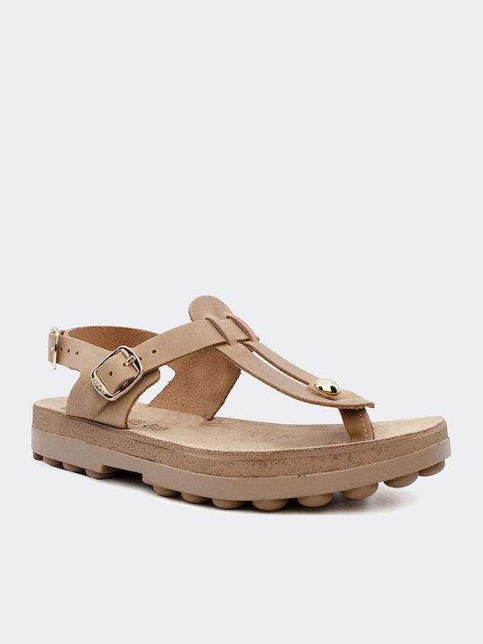 Marlena Leather Women's Flat Sandals Anatomic STONE BRUSH