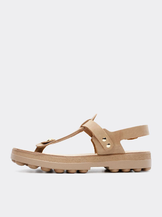 Marlena Leather Women's Flat Sandals Anatomic STONE BRUSH