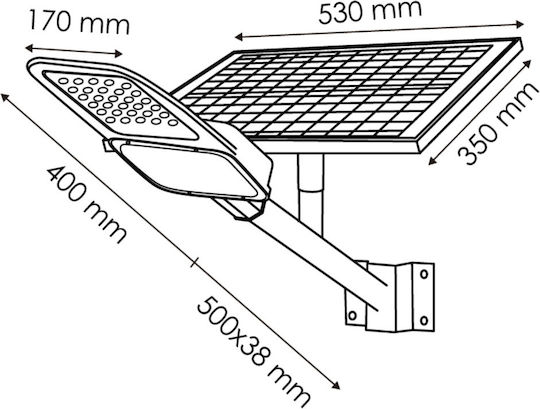 Lampa Montat pe perete Lampă Solară 60W 2050lm Alb Rece 6000K cu Senzor de Mișcare, Fotocelulă și Telecomandă IP65