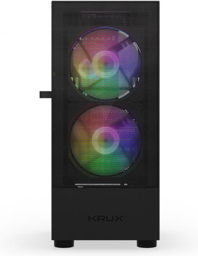 Krux Vako Gaming Midi Tower Computer Case with Side Window and RGB Lighting Black