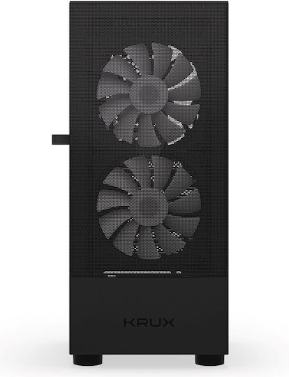 Krux Vako Gaming Midi Tower Computer Case with Side Window and RGB Lighting Black