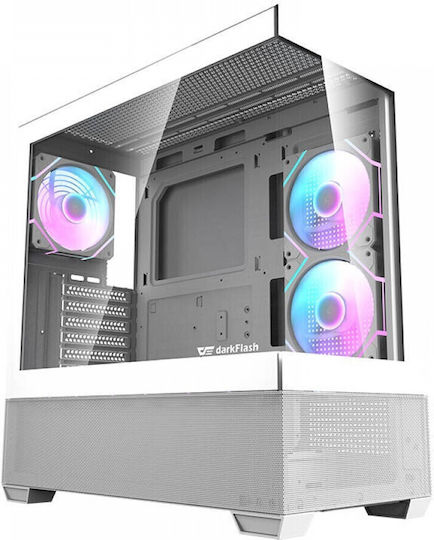 Darkflash DS900 AIR + ARGB Fans Gaming Midi Tower Computer Case with Side Window White