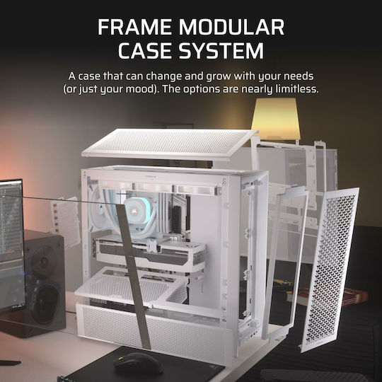 Corsair Frame 4000D Gaming Midi Tower Кутия За Компютър Със Страничен Прозорец Бяла