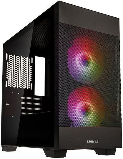 Lian Li 205M Mesh Gaming Midi-Turm Computergehäuse mit Seitenfenster Schwarz