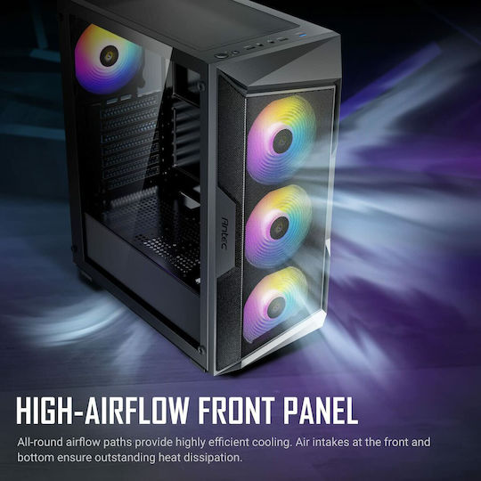 Antec AX61 Gaming Midi Tower Κουτί Υπολογιστή με Πλαϊνό Παράθυρο και RGB Φωτισμό Μαύρο