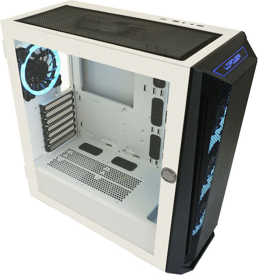 LC-Power 805BW Holo-1_X Gaming Midi-Turm Computergehäuse mit Seitenfenster Weiß