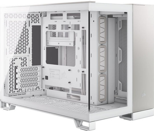 Corsair 2500X Gaming Mikro-Turm Computergehäuse mit Seitenfenster Weiß/Satin-Graues Aluminium