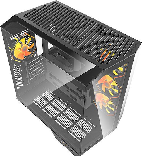 Darkflash DY470 (+fans & gpu bracket) Gaming Middle Tower Carcasă Calculator cu Fereastră Laterală și Iluminare RGB Negru