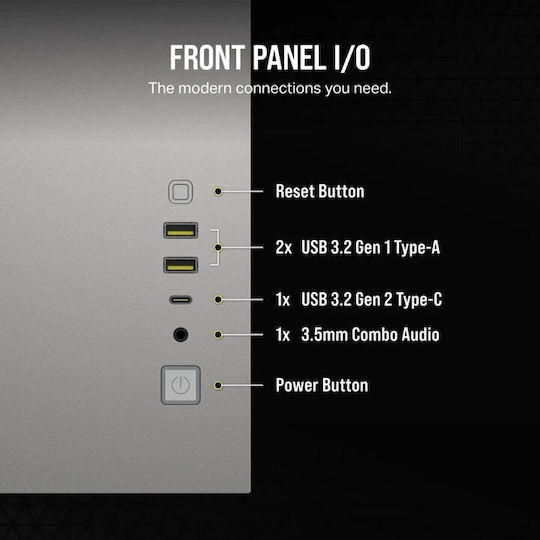 Corsair 2500X Gaming Mikro-Turm Computergehäuse mit Seitenfenster Weiß/Satin-Graues Aluminium