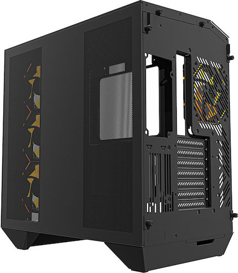 Darkflash DY470 (+fans & gpu bracket) Gaming Middle Tower Carcasă Calculator cu Fereastră Laterală și Iluminare RGB Negru