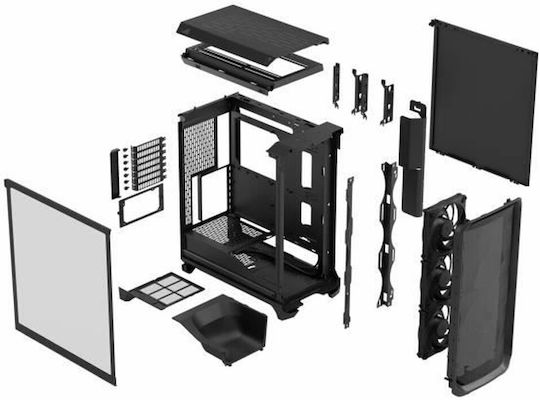 Fractal Design Meshify 3 TG Light Tint Gaming Midi Tower Κουτί Υπολογιστή με Πλαϊνό Παράθυρο Μαύρο