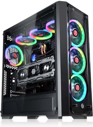 Raijintek Ponos TG4 Gaming Midi Tower Computer Case with Side Window Black