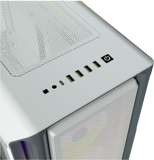 Corsair ICUE 5000T RGB Gaming Midi Tower Computer Case with Side Window White