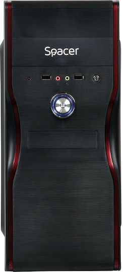 Spacer New Mercury 500W Midi Tower Κουτί Υπολογιστή Μαύρο