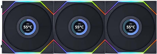 Lian Li UNI FAN TL LCD Case Fan 120mm (1900rpm / 62cfm) with RGB Lighting and 4-Pin PWM / 9-Pin Connection 3pcs