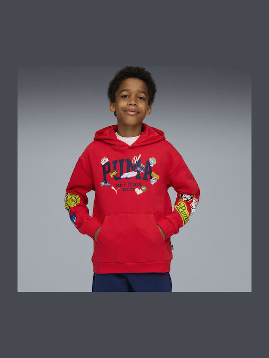 Kids Sweatshirt with Hood and Pockets Red JR BASKETBALL