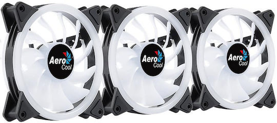 Aerocool Duo 12 Pro Вентилатор за кутия 120mm 1000rpm 33.4cfm с RGB осветление и 6-pin свързване 3 броя