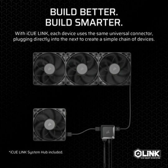 Corsair ICUE LINK RX120 MAX Case Fan 2000rpm 71.6cfm Without LED Lighting And 4-Pin PWM Connection 3pcs