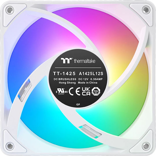 Thermaltake CT140 EX Магнитен Вентилатор За Кутия С Бързо Свързване (500rpm / 90.3cfm) С ARGB Осветление 3бр Бели