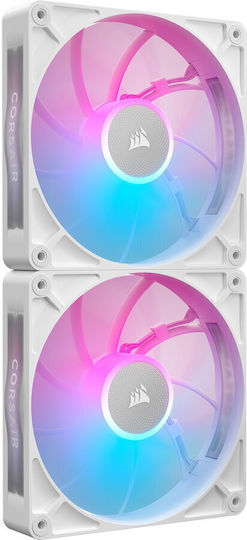 Corsair iCUE LINK RX140 MAX Case Fans (1600rpm / 102.9cfm) with RGB Lighting and 4-Pin PWM Connection 2pcs White