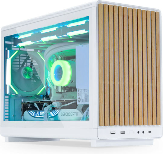 Lian Li DAN A3 Gaming Micro Tower Компютърна Кутия със Страничен Прозорец Дърво Бял
