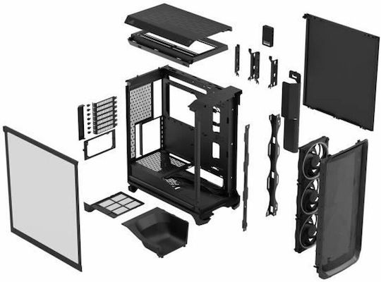 Fractal Design Meshify 3 Ambience Pro RGB Light Tint Gaming Midi Tower Κουτί Υπολογιστή με Πλαϊνό Παράθυρο Μαύρο