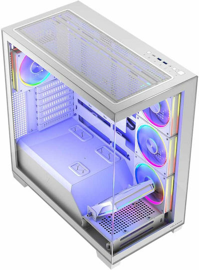 Modecom Volcano Stellar ARGB 8F Gaming Midi Tower Κουτί Υπολογιστή με Πλαϊνό Παράθυρο Λευκό