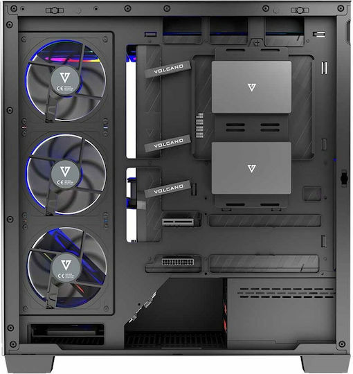 Modecom Volcano Stellar ARGB 8F Геймърско бюро Midi Tower Компютърна кутия със страничен прозорец Черен