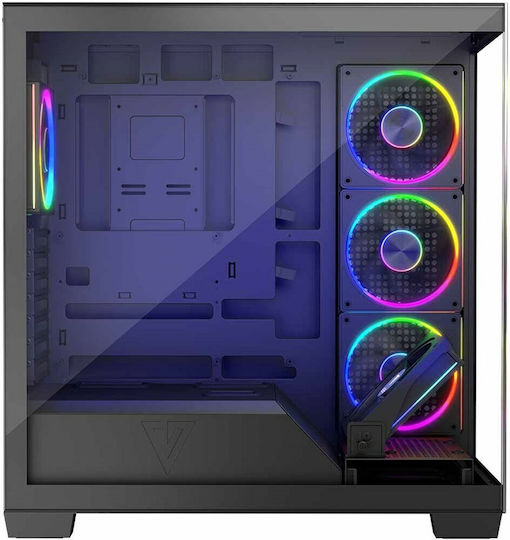 Modecom Volcano Stellar ARGB 5F Gaming Midi Tower Κουτί Υπολογιστή με Πλαϊνό Παράθυρο Μαύρο