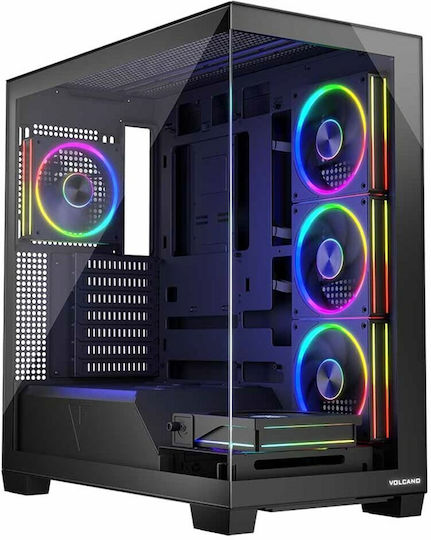 Modecom Volcano Stellar ARGB 5F Gaming Midi Tower Κουτί Υπολογιστή με Πλαϊνό Παράθυρο Μαύρο