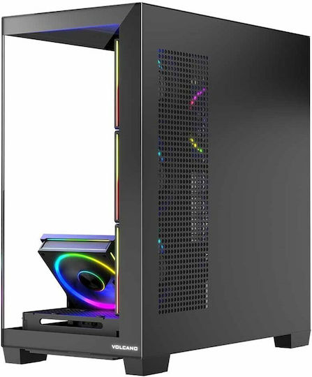Modecom Volcano Stellar ARGB 5F Gaming Midi Tower Κουτί Υπολογιστή με Πλαϊνό Παράθυρο Μαύρο