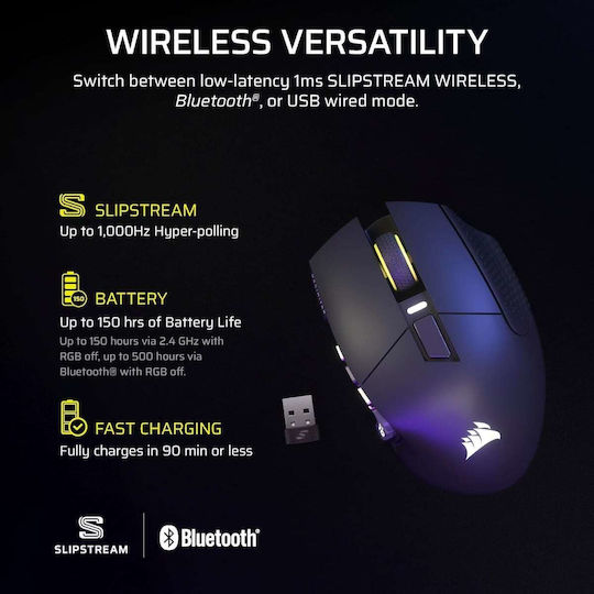 Corsair Scimitar Elite SE MMO Ασύρματο Gaming Ποντίκι 33000 DPI Gun Metal