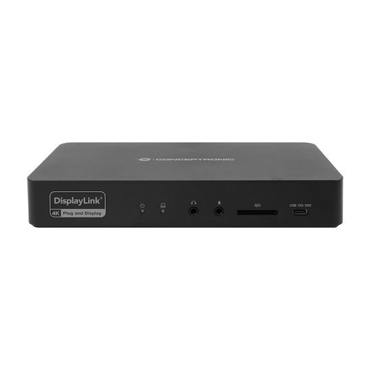 Conceptronic USB-C Docking Station με HDMI/DisplayPort PD Ethernet και σύνδεση 2 Οθονών Μαύρο (DONN31B)