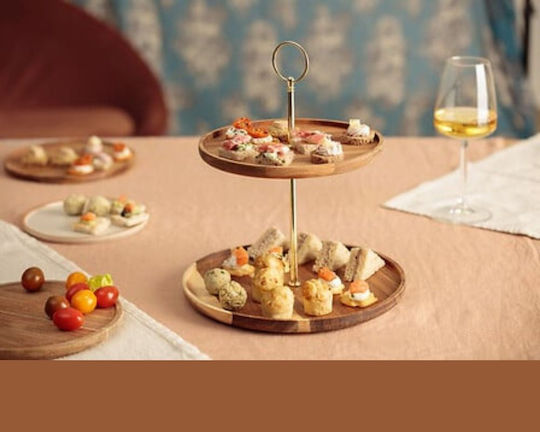 Secret de Gourmet Ξύλινη Εταζέρα 2 Ορόφων Χρυσή Ø25xY25cm Π25xΜ29.7xΥ25cm Secret de Gourmet Ξύλινη Εταζέρα 2 Ορόφων Χρυσή Ø25xY25cm Π25xΜ29.7xΥ25cm