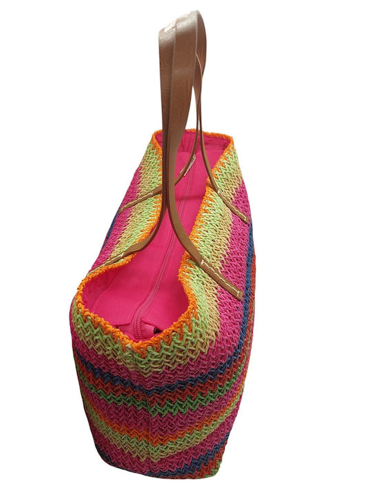 Geantă De Plajă Din Wicker Fucsia