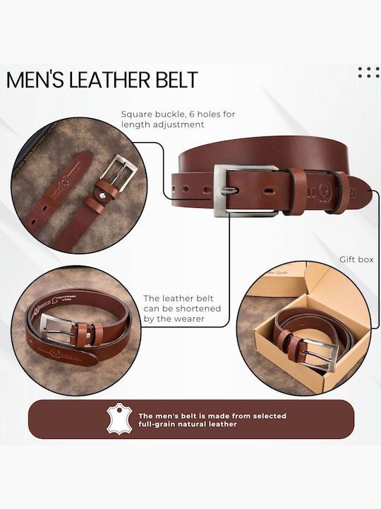 Herren Gürtel Leder Tabac Braun